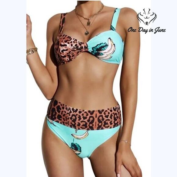 ODIJ Other - ODIJ Leopard Knot High Waist Bikini Swimsuit Size XL
